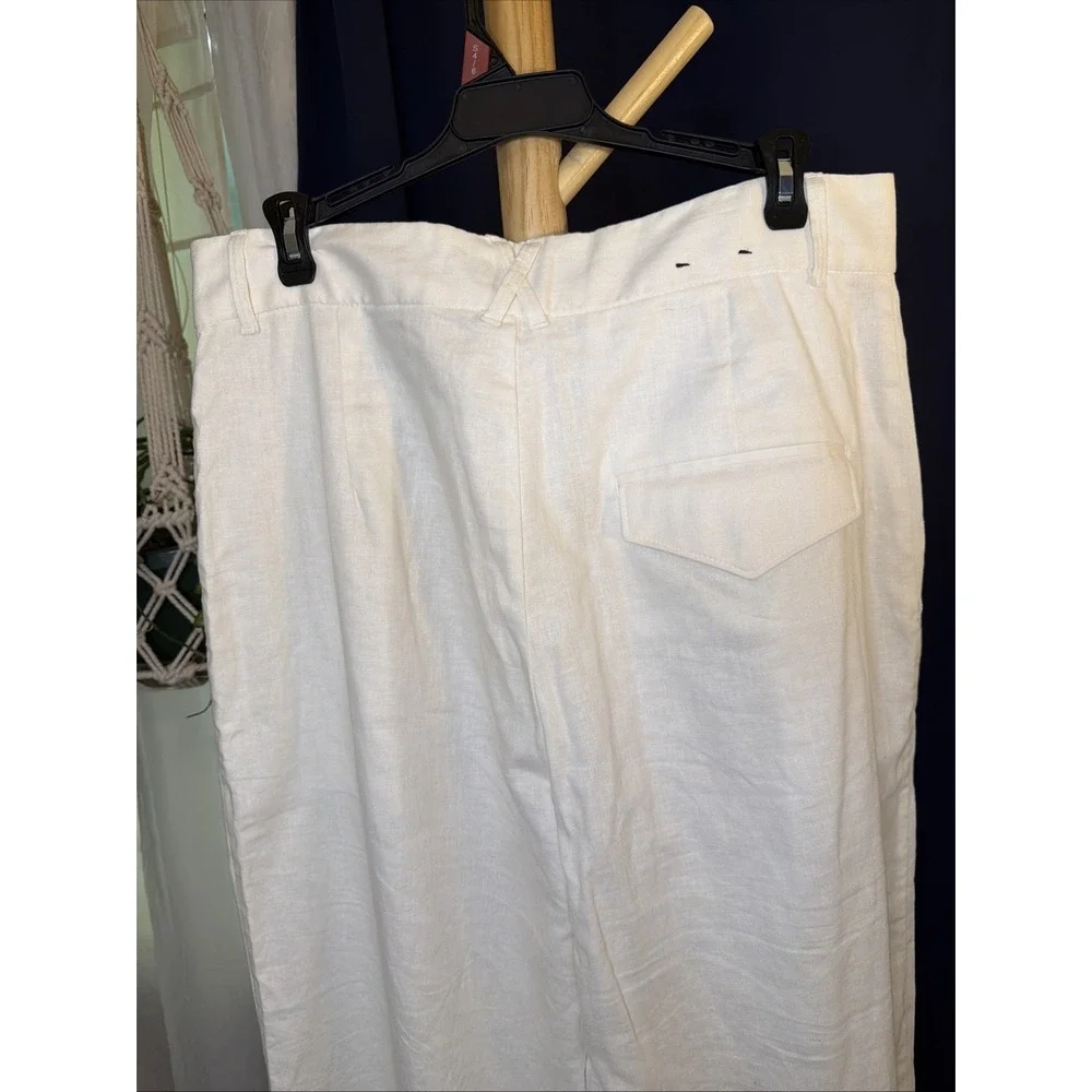Banana Republic Women's Wide Leg Linen/Cotton Pants -Size 12 - Cream White